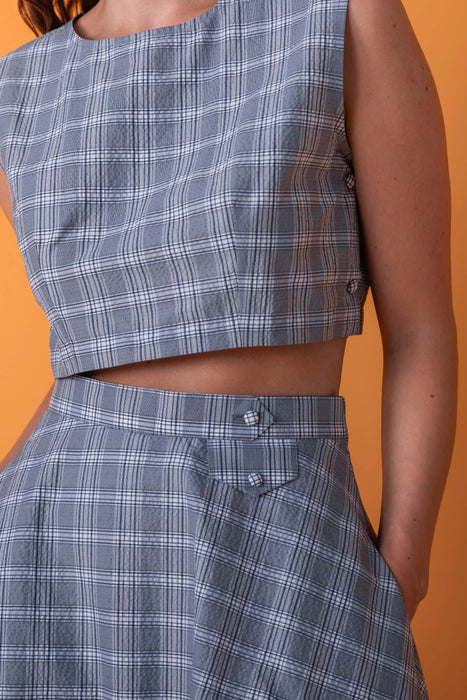 Blue Plaid Crop Top